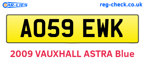 AO59EWK are the vehicle registration plates.