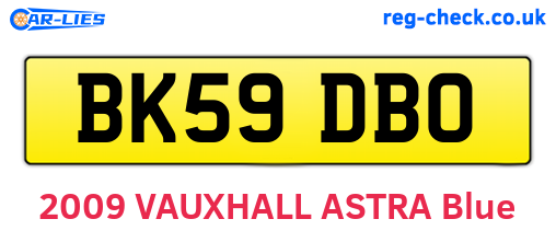 BK59DBO are the vehicle registration plates.