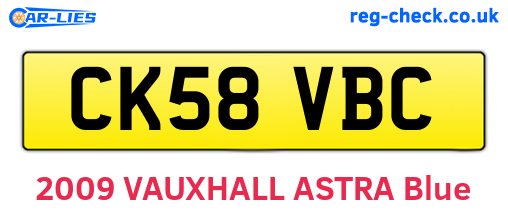 CK58VBC are the vehicle registration plates.