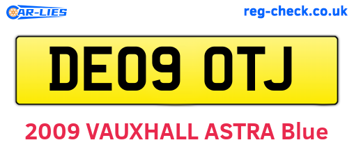 DE09OTJ are the vehicle registration plates.
