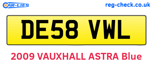 DE58VWL are the vehicle registration plates.