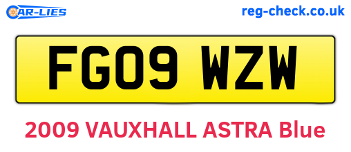 FG09WZW are the vehicle registration plates.