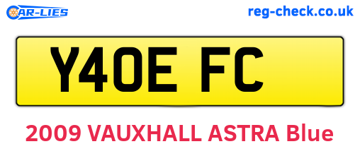 Y40EFC are the vehicle registration plates.