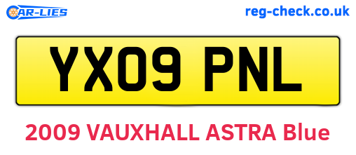YX09PNL are the vehicle registration plates.