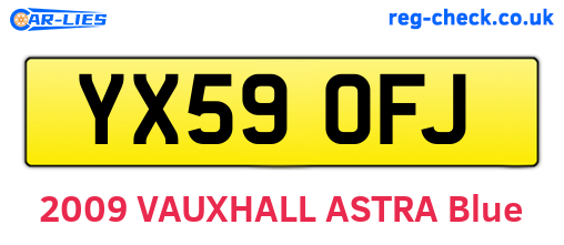 YX59OFJ are the vehicle registration plates.