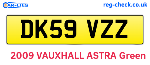 DK59VZZ are the vehicle registration plates.