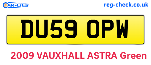 DU59OPW are the vehicle registration plates.