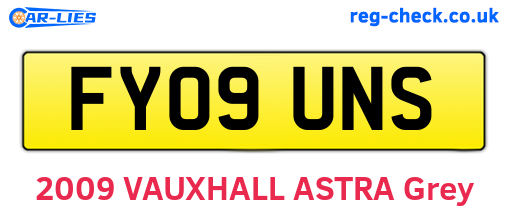 FY09UNS are the vehicle registration plates.
