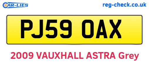 PJ59OAX are the vehicle registration plates.