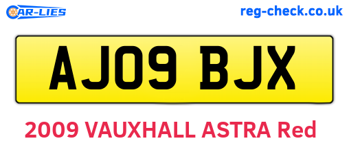 AJ09BJX are the vehicle registration plates.