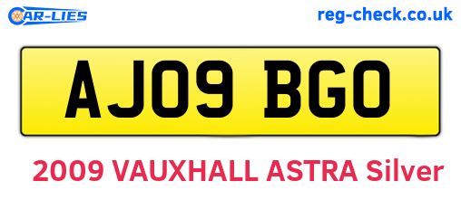 AJ09BGO are the vehicle registration plates.