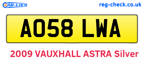 AO58LWA are the vehicle registration plates.