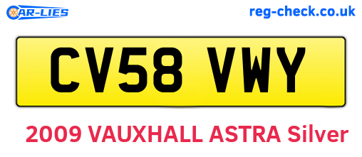 CV58VWY are the vehicle registration plates.
