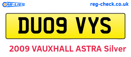 DU09VYS are the vehicle registration plates.