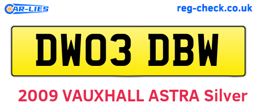 DW03DBW are the vehicle registration plates.