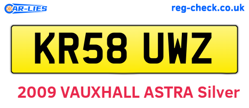 KR58UWZ are the vehicle registration plates.