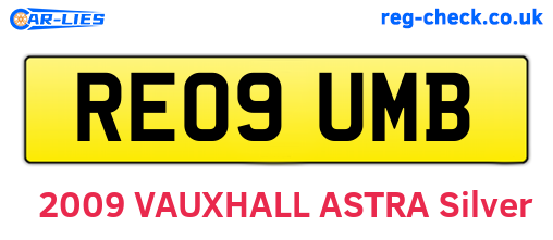 RE09UMB are the vehicle registration plates.