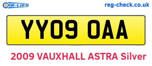 YY09OAA are the vehicle registration plates.