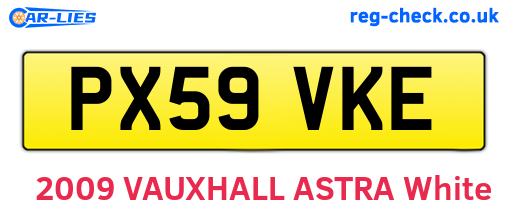 PX59VKE are the vehicle registration plates.