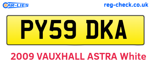 PY59DKA are the vehicle registration plates.