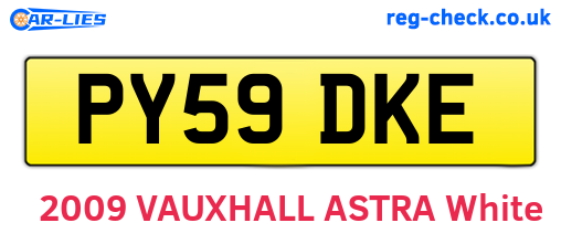 PY59DKE are the vehicle registration plates.
