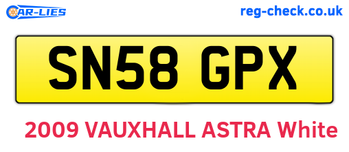 SN58GPX are the vehicle registration plates.