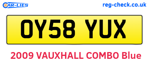 OY58YUX are the vehicle registration plates.