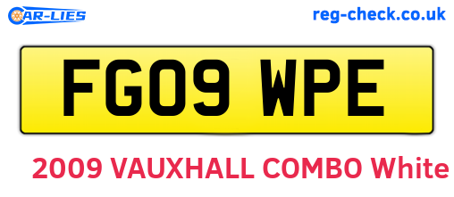 FG09WPE are the vehicle registration plates.