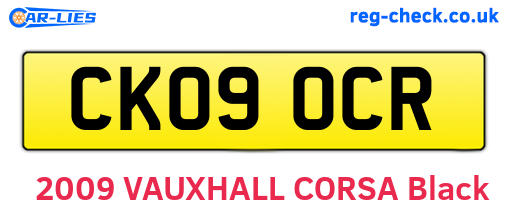 CK09OCR are the vehicle registration plates.
