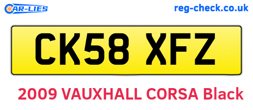 CK58XFZ are the vehicle registration plates.