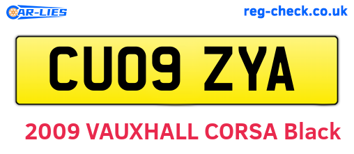 CU09ZYA are the vehicle registration plates.