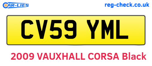 CV59YML are the vehicle registration plates.