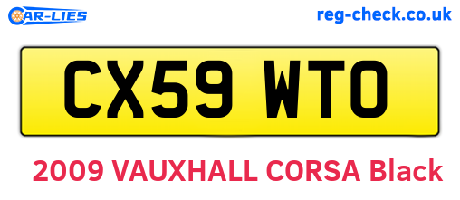 CX59WTO are the vehicle registration plates.