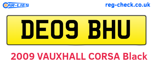 DE09BHU are the vehicle registration plates.
