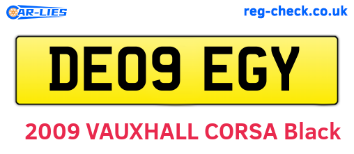 DE09EGY are the vehicle registration plates.