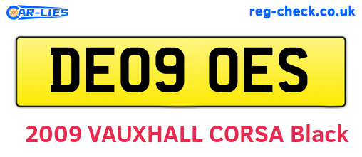 DE09OES are the vehicle registration plates.