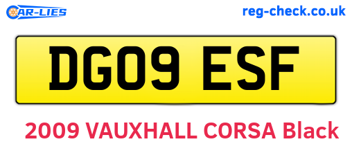 DG09ESF are the vehicle registration plates.