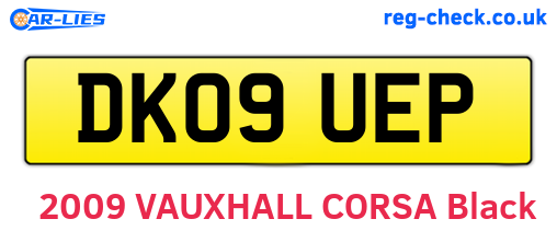 DK09UEP are the vehicle registration plates.