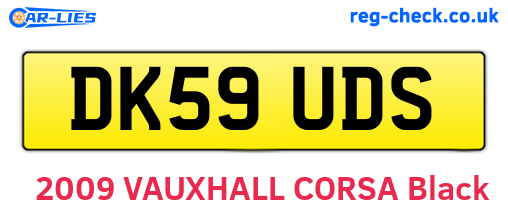 DK59UDS are the vehicle registration plates.