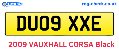 DU09XXE are the vehicle registration plates.
