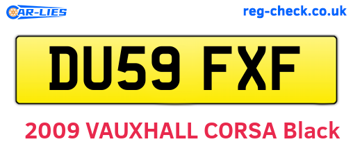 DU59FXF are the vehicle registration plates.