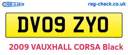 DV09ZYO are the vehicle registration plates.