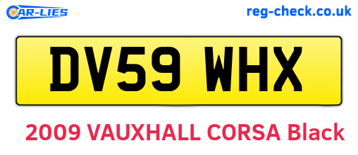 DV59WHX are the vehicle registration plates.