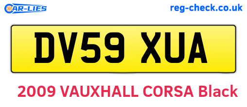 DV59XUA are the vehicle registration plates.