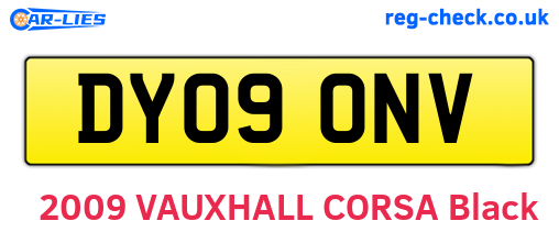 DY09ONV are the vehicle registration plates.