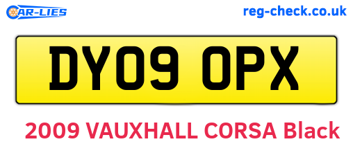 DY09OPX are the vehicle registration plates.