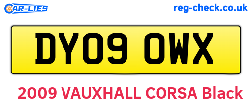 DY09OWX are the vehicle registration plates.