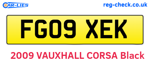 FG09XEK are the vehicle registration plates.