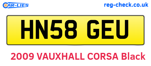 HN58GEU are the vehicle registration plates.