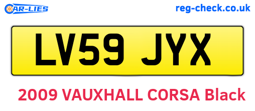 LV59JYX are the vehicle registration plates.